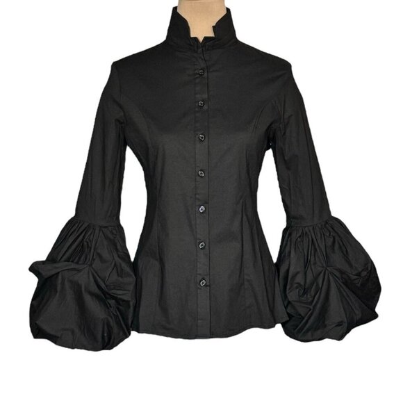 NWT TOV Los Angeles Gothic Blouse Sz.M Black Bell Sleeve High Collar Whimsigoth - Picture 12 of 13